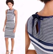 J.CREW SIZE 8 Woman’s Navy & White Striped Tweed Sheath Dress Sleeveless