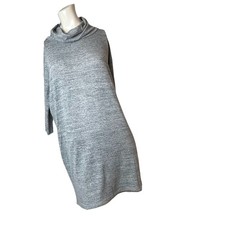 GAP Cowl Neck Stretch 3/4 Sleeve Grey Marled Knit Dress Women's Size Small