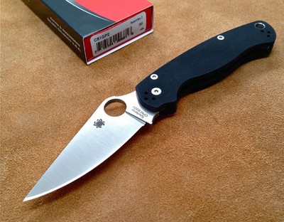 Spyderco Paramilitary 2 C81GP2 Plain Edge Satin Blade Black G10 S45vn Authentic