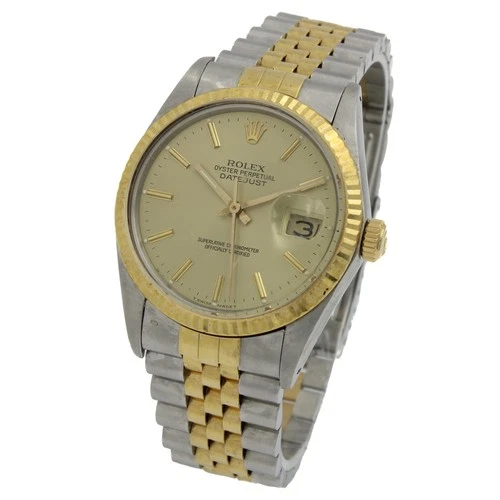 Men's Rolex OP Datejust Ref.#16013 Two-Tone 36mm 7" Champagne Dial Watch W954-2