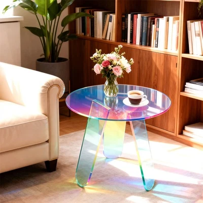 Iridescent Colorful Acrylic End Side Table Living Room Sofa End Tables Storage - image 1 of 4