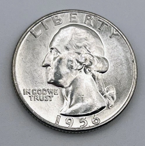 1956 Washington Silver Quarter AU UNC Toned Philadelphia Mint 90%