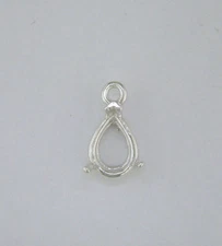 Pear Shape 3 Prong Dangle Setting Sterling Silver  