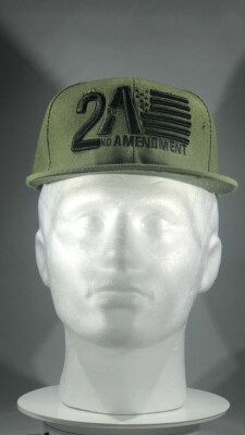 2A (Second Amendment) Flat Bill Snapback Hat Green W/Blk Font
