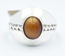 GENUINE TIGER EYE MEN'S RING .925 STERLING SILVER -New With Tag