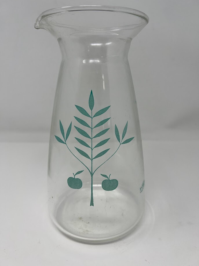 Vintage Pyrex Carafe Turquoise Apple Tree Pattern 32oz MCM No Lid | eBay