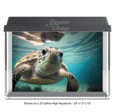 Sea Turtle Face Cute Cyan Polyester Fish Tank Glass Backdrop Aquarium Background