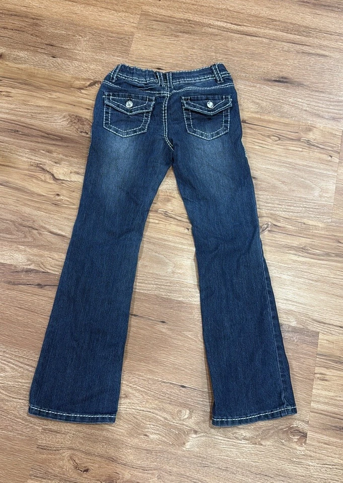 Stylish Dark Wash Denim Jeans For Girls Size 10 - Image 4 of 4