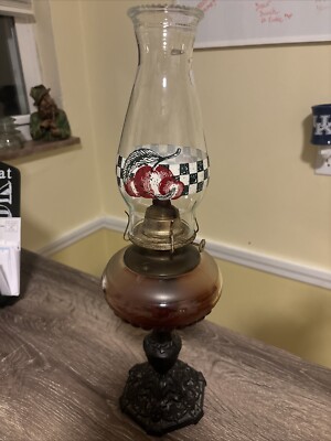 Vintage Eagle Oil Lamp Cast Iron Base W Globe