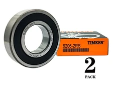 2Pcs TIMKEN 6206-2RS 30X62X16MM Double Rubber Seal Bearings 6206RS