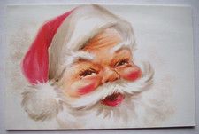 Jolly Santa Claus Hallmark vintage Christmas greeting card UU13