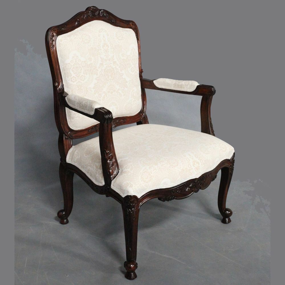 French provincial Style Louis Arm Chair Sofa Solid Mahogany Wood