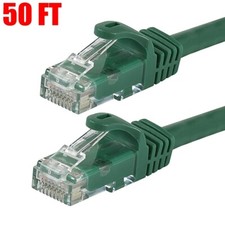 50FT CAT5E Ethernet LAN Network Patch Cable Cord RJ45 UTP COPPER 24AWG PC GREEN
