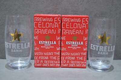 2x Stella Brasserie Artois One Pint 20oz Bierkelch Glas geprägt Neu CE M06