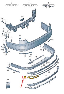 Audi A8 D5 Stoßstangenverkleidung hinten rechts 4N0807834DX7L