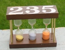 Vtg Glass Egg Timer 2 3 5 Minute Triple Hourglass Time Counter Tri Color Sand