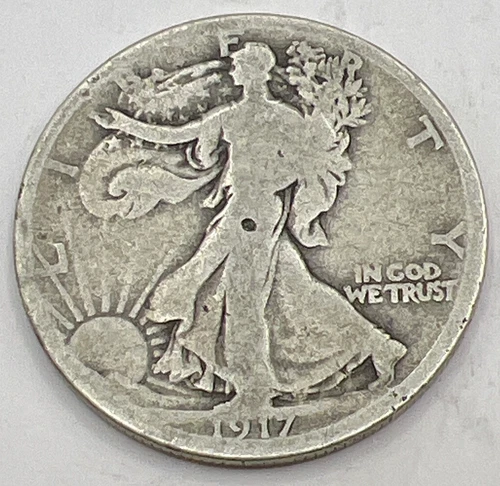 1917-D Reverse Silver Walking Liberty Half. VG Free Shipping With Five Items D2