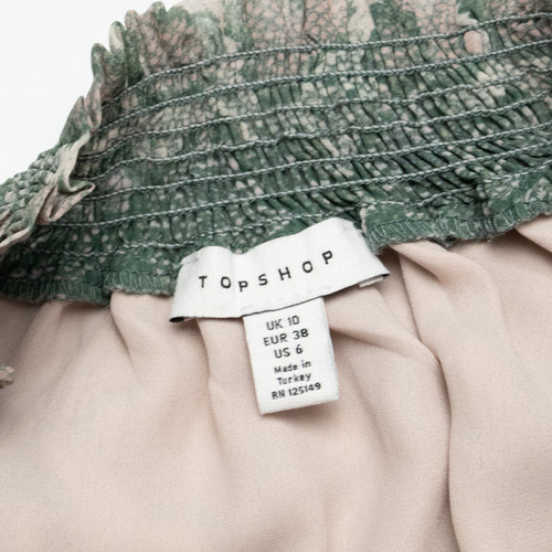 TOPSHOP Snake Skin Off the shoulder Blouse Green Long Sleeve Womens UK 10 - Picture 5 of 5