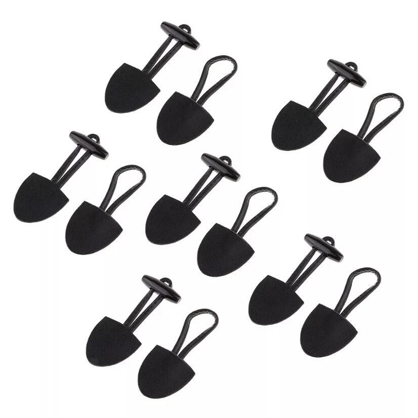 6 Pairs PU Leather Horn Toggle Buttons for Duffle Coat Fastener Buckle Black - Image 3 of 4
