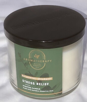 EUCALYPTUS TEA STRESS RELIEF CANDLE NEW 14.5 OZ BATH BODY WORKS AROMATHERAPY