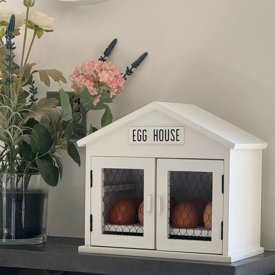 White 8+ Egg House Home Hut Kitchen Storage Rack Holder - Image 3 of 4