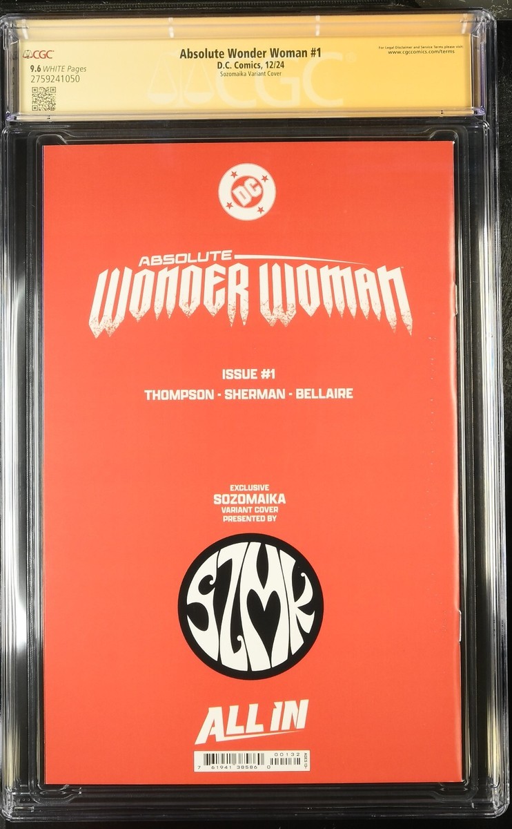Absolute Wonder Woman #1 CGC 9.8 JSA Signed by Sozomaika Variant