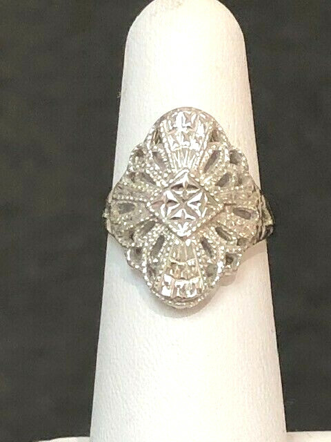 ANTIQUE DIAMOND RING WHITE GOLD RING SOLID GOLD R… - image 6