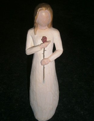 DEMDACO WILLOW TREE 'LOVE' 9'' TALL FIGURINE 26112 HOLDING RED ROSE 2003 RARE