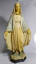 Scultura policroma Madonna di Lourdes arte sacra statua gesso alta 47cm vintage