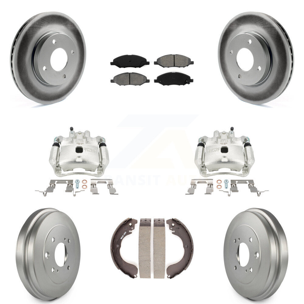 Front Rear Brake Caliper Rotors Drum Semi-Metallic Pad Kit for Nissan Versa