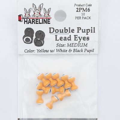 Hareline Double Pupil Lead Eyes - Medium - Yellow