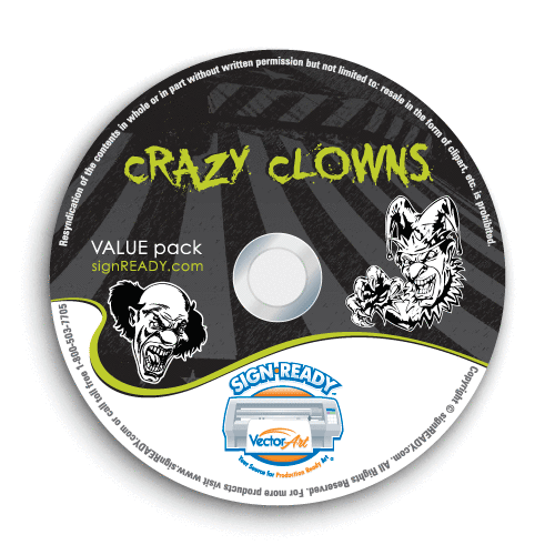 CLOWNS CLIPART-VECTOR CLIP ART-VINYLE CUTTER IMAGES & T-SHIRT GRAPHIQUE CD - Photo 1/5