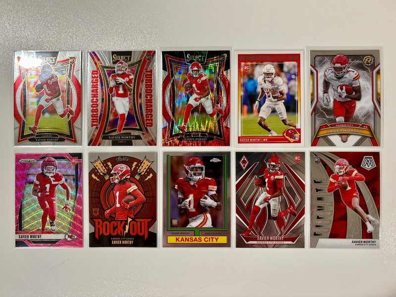 2024 Panini Xavier Worthy Rookie Card RC LOT OF 10! Prizm Select Shock ++ Chiefs