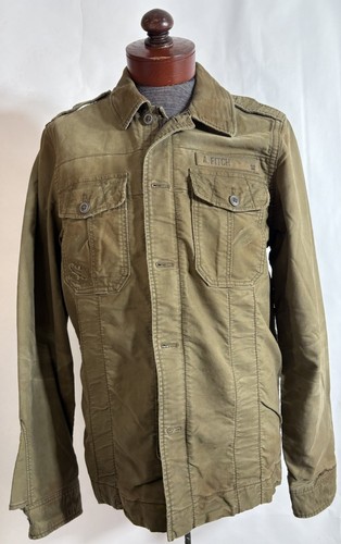 VTG Y2K Abercrombie & Fitch Green Military Army XL Jacket Distressed Coat Parka