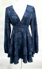 NWT Lulus Flirty Moments Navy Blue Burnout Floral Mini Dress Size Large
