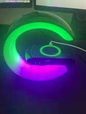 LED RGB Ambient Light Alarm Clock Wireless Charger Bluetooth Speaker BedsideLamp