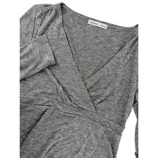 Athleta Womens Gray Heathered Long Sleeve Faux Wrap V-Neck Jersey Dress Size S