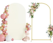7.2 FT Wedding Arch Backdrop Stand and Arch Cover Metal Arch Stand with Arch ...
