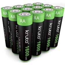 Solar Lights Batteries AA 1600mah High Capacity 1.2V Ni-MH Pack of 12