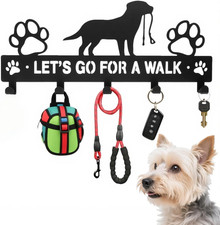11 Inch 5-Hooks Heavy Duty Metal Dog Leash Holder for Wall - 1.5mm Thick, Rust R