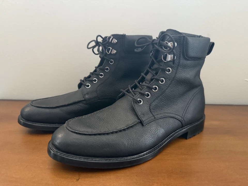 Botas de tornozelo masculinas Gordon Rush Owen EUA 7 botas Chukka couro preto avental biqueira em excelente estado usado - Imagem 3 de 4