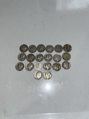 Silver Dime Lot of 20 Mercury, Barber, Roosevelt 90% Silver