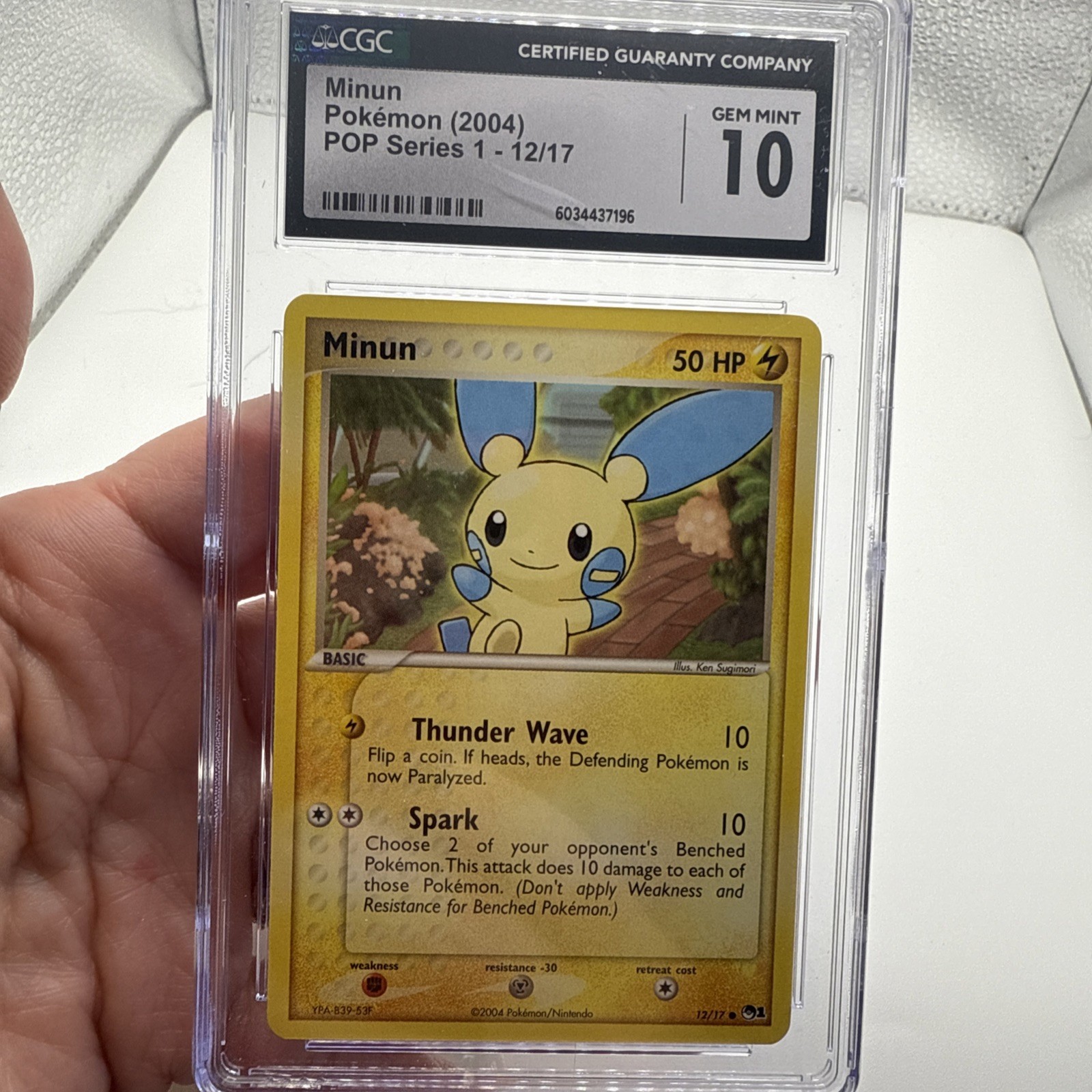CGC 10 Minun POP Series 1 12/17 2004 Pokémon Gem Mint Vintage Promo