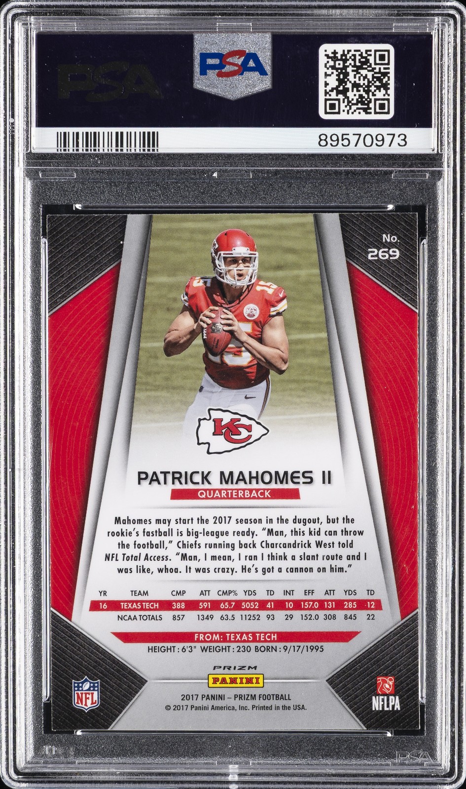 2017 PANINI PRIZM PRIZM #269 PATRICK MAHOMES II ROOKIE RC PSA 10 view 2
