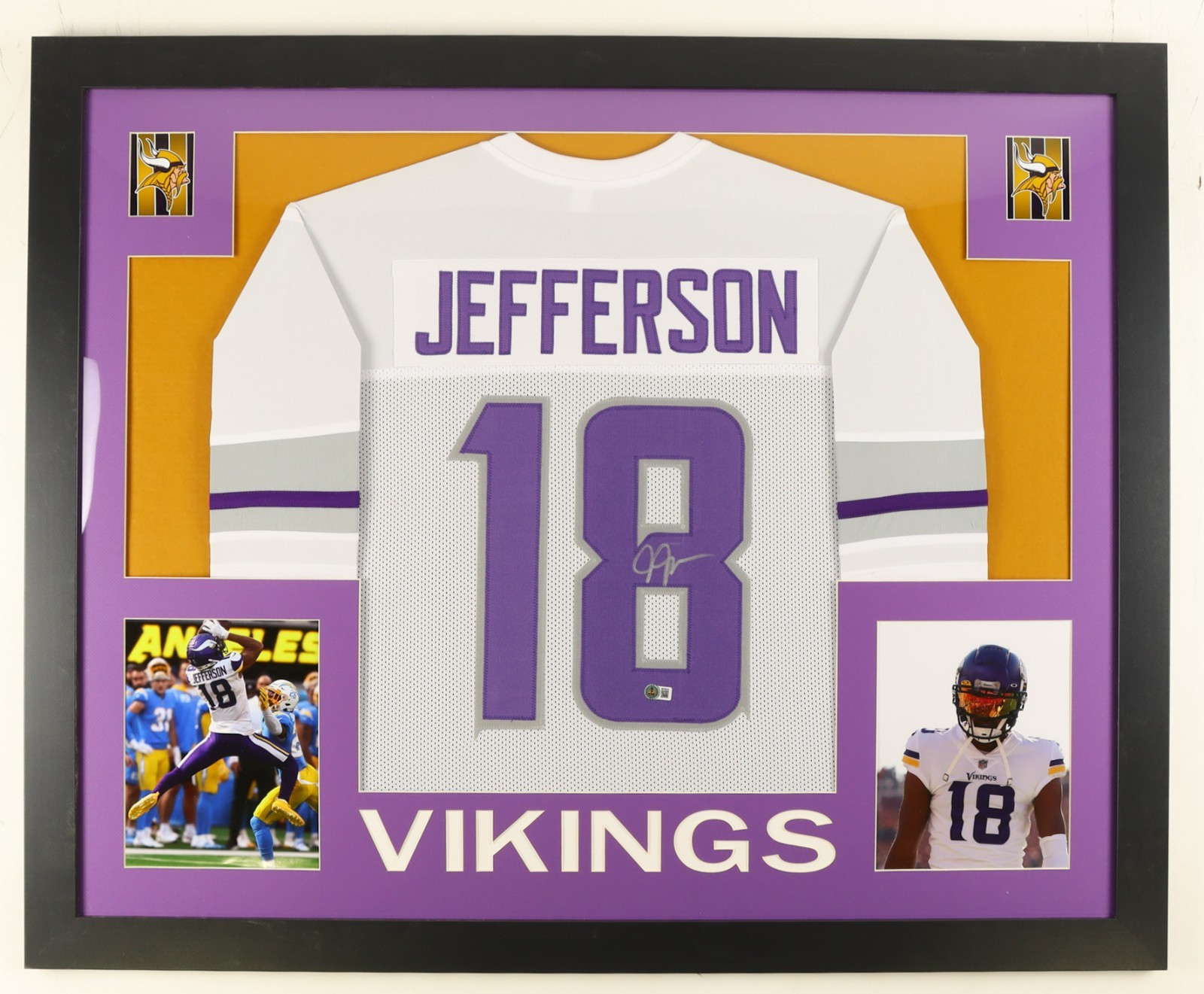 Justin Jefferson Autographed Signed Minnesota Vikings 35"x 43" Framed Jersey (Beckett) WR 