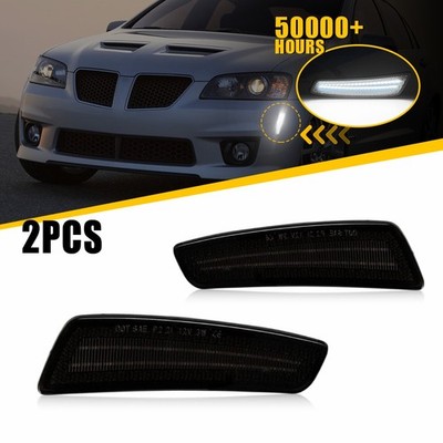 2x Front White LED Side Marker Light For Pontiac G8 GT GXP 2008-2009 Smoked EXR
