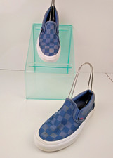 Vans Classic Slip-On sneakers Two Toned Denim Blue Checkerboard Women's Size 5