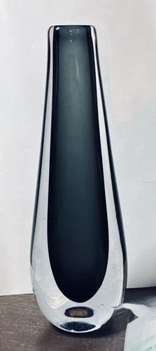 Vintage 60s Murano Glass Italy Gray Sommerso Teardrop Vase by Flavio Poli Seguso