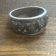 Sterling Silver Alternating White Stone Heart Ring Size 6.25 4 Grams