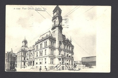 Old Antique 1906 Postcard Dallas Texas * Post Office